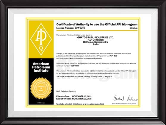 API 609 Certificate