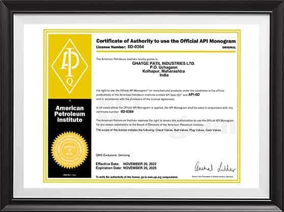 API 6D Certificate